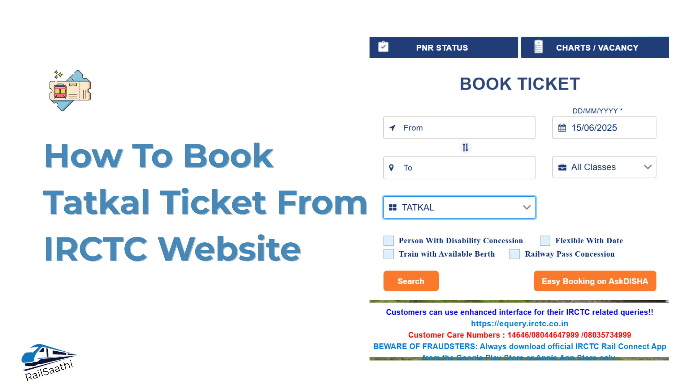 How to book tatkal ticket from IRCTC website